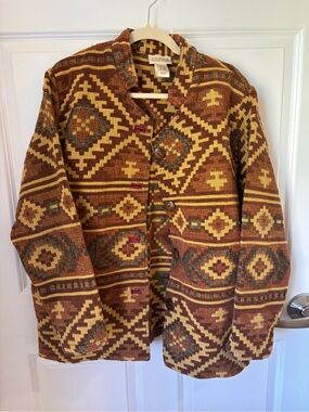 Vintage - Cedar Canyon - Patterned Aztec-Print Jacket in Rust & Mustard
